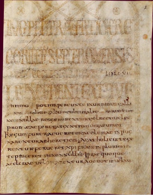 A manuscript page of the Historia Francorum by Gregory of Tours, a key document in the history of France and the Franks.
