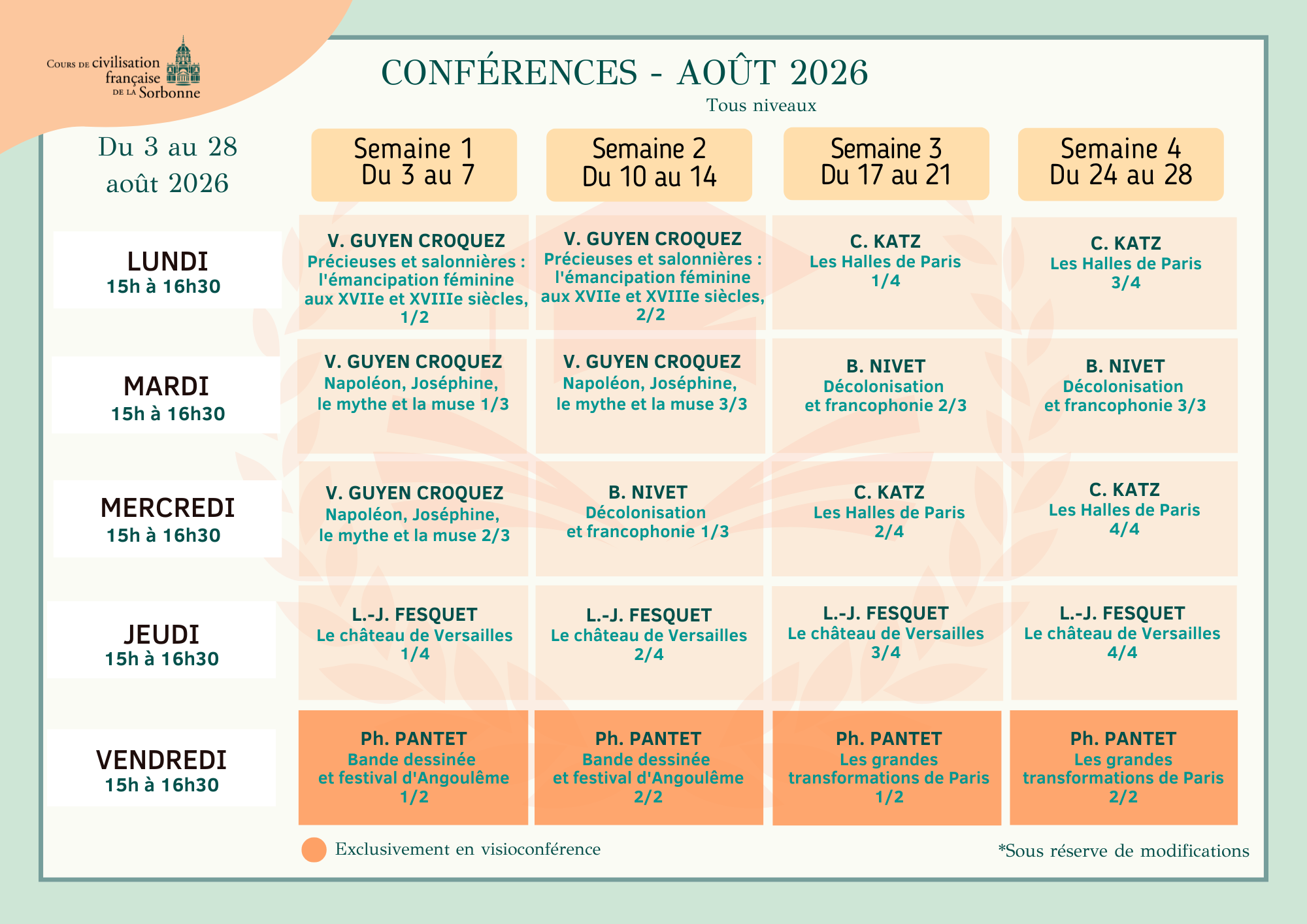 Août Conférences ETE26