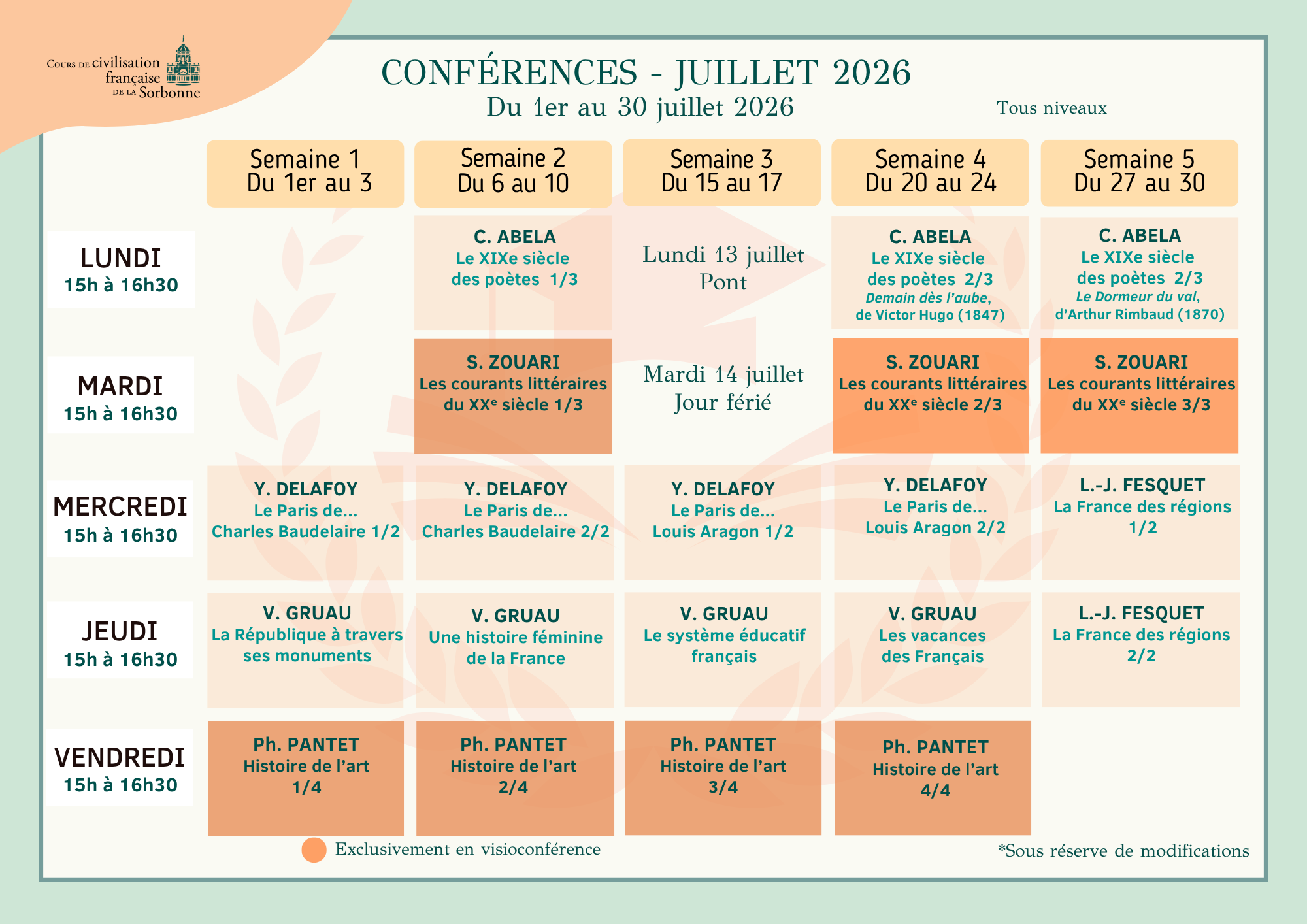 Juillet Conférences ETE26