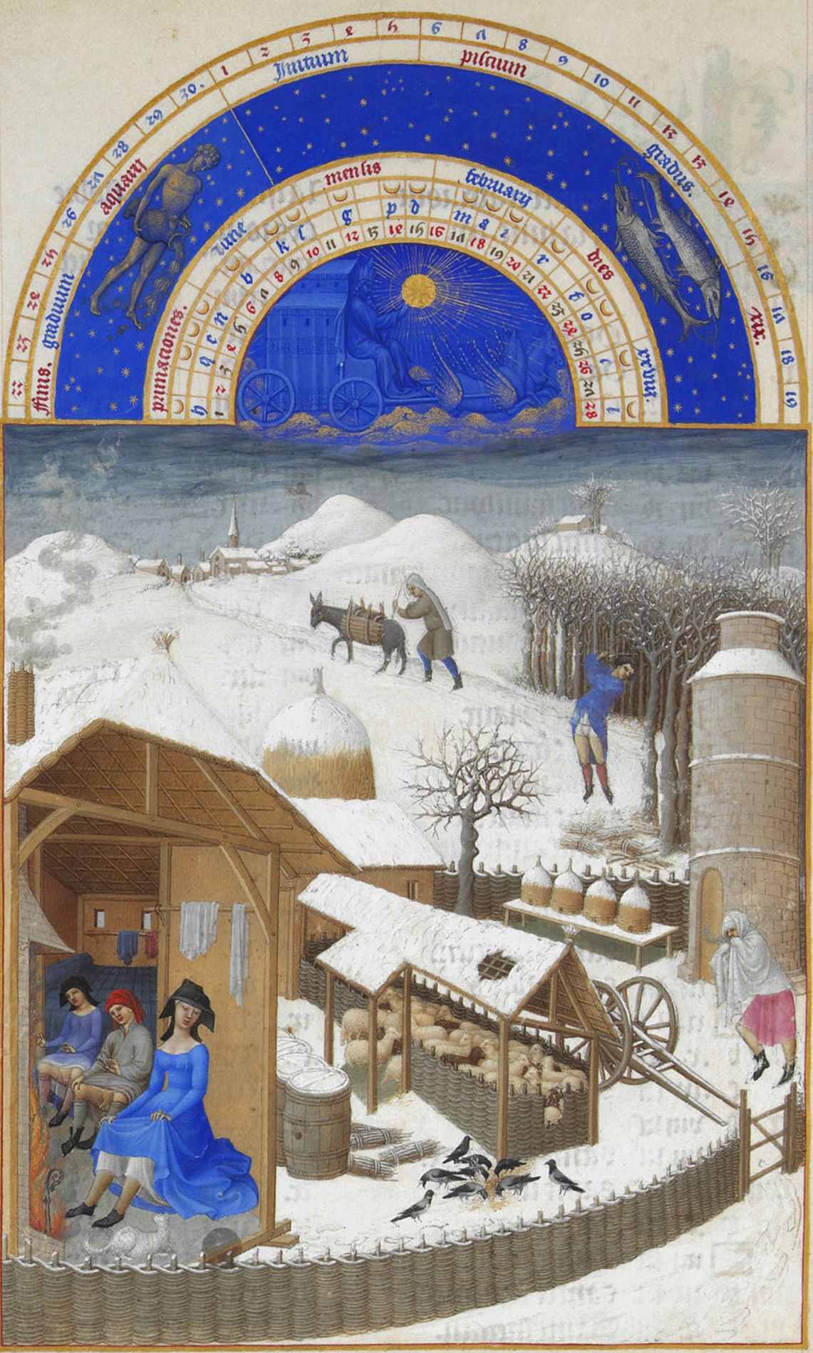 Le mois de février, paysage de neige des Très Riches Heures du duc de Berry