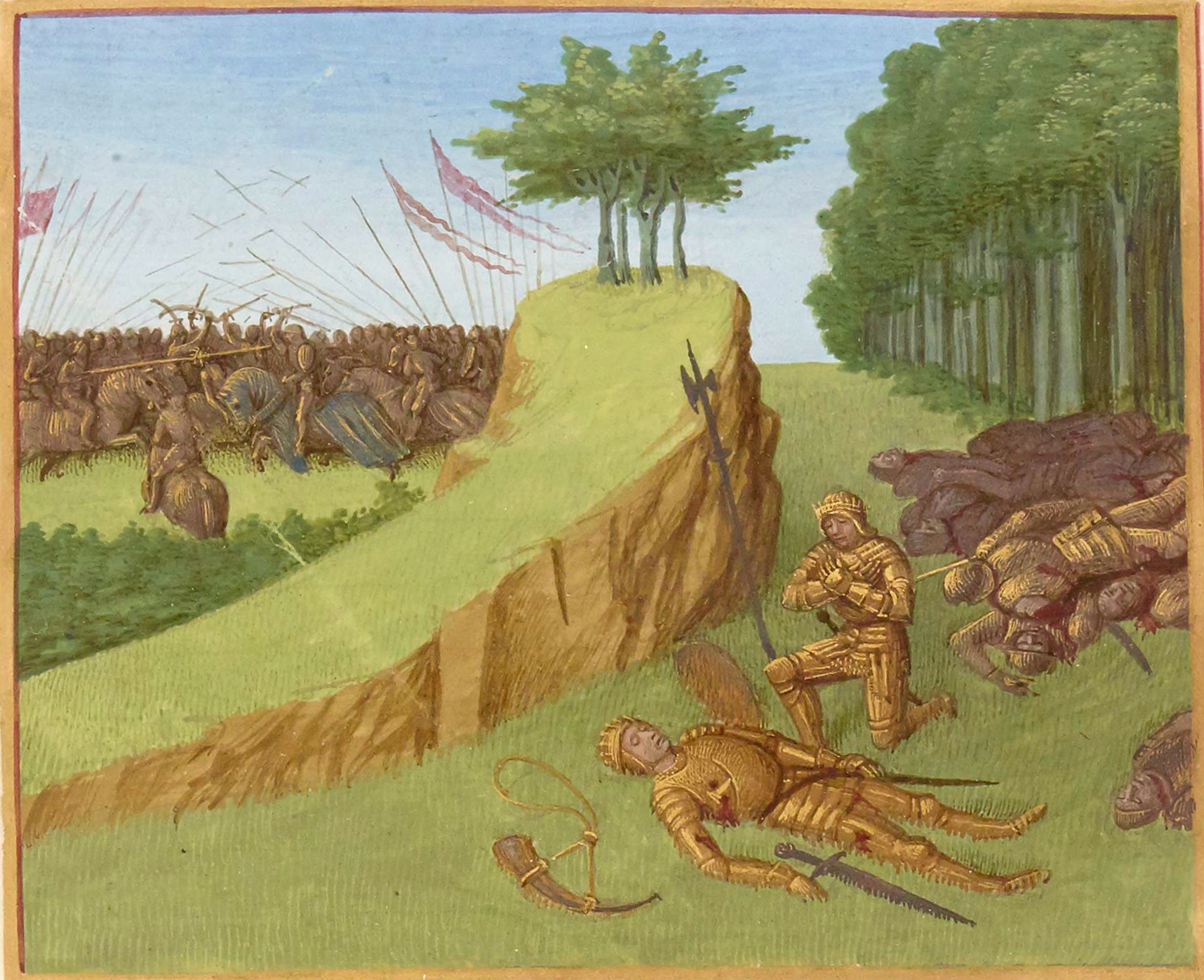 La mort de Roland à Roncevaux, enluminure médiévale