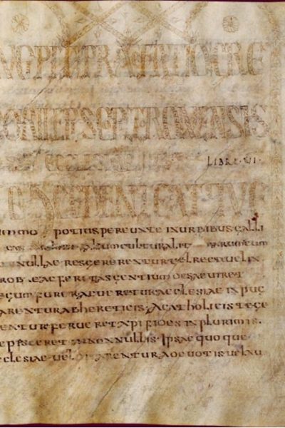 A manuscript page of the Historia Francorum by Gregory of Tours, a key document in the history of France and the Franks.